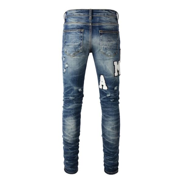 Calça Amiri Jeans Skinny com Logo Bordado "Azul" - Imagem 2