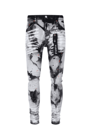 Calça Purple Brand Jeans Skinny com Manchas Pretas "Cinza"