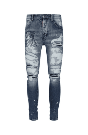 Calça Jeans Dsquared2 com Manchas Claras "Azul"