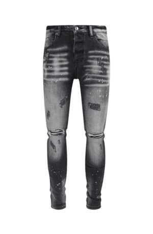 Calça Jeans Dsquared2 com Manchas Claras "Preta"