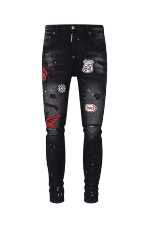 Calça Jeans Dsquared2 com Bordados "Preta"