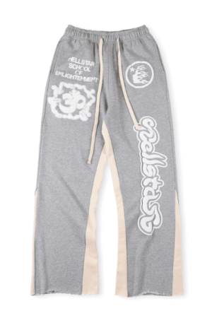 Calça Moletom Hellstar com Partes Bege "Cinza"Flare