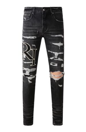 Calça Amiri Jeans Skinny com Logo Preta "Preta"