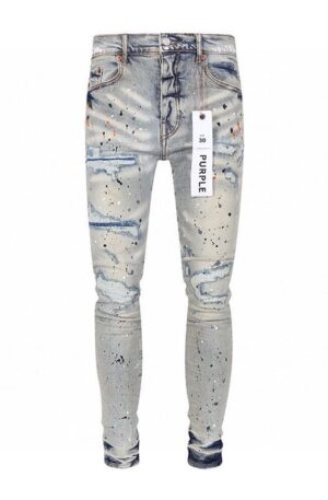 Calça Purple Brand Jeans Skinny com Respingo de tinta "Azul"