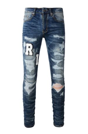 Calça Amiri Jeans Skinny com Logo Bordado "Azul"