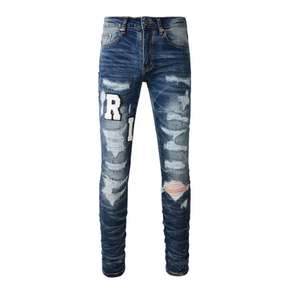 Calça Amiri Jeans Skinny com Logo Bordado "Azul"