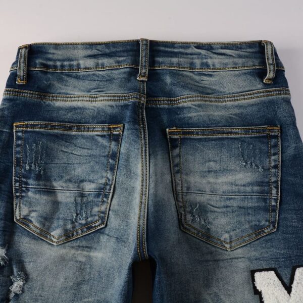 Calça Amiri Jeans Skinny com Logo Bordado "Azul" - Imagem 4