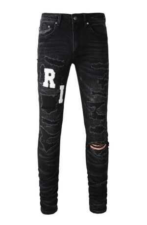 Calça Amiri Jeans Skinny com Logo Bordado "Preta"