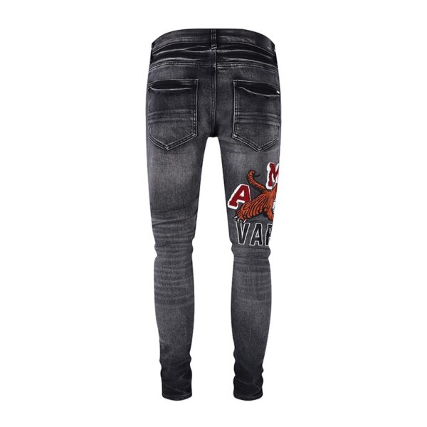 Calça Amiri Jeans Skinny com Trigre bordado "Preta" - Imagem 2