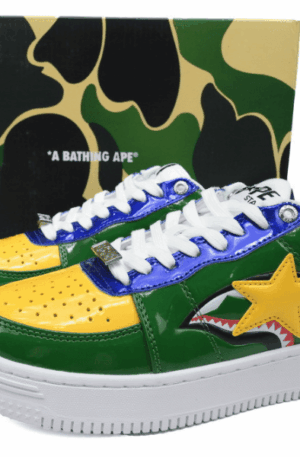 Tênis A Bathing Ape Bape Sta Low M2 'Green Shark Face'