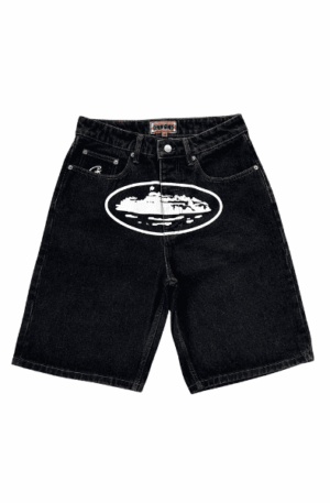 Shorts Corteiz Alcatraz Denim Washed "Preto"