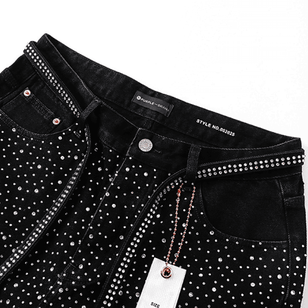 Short Jeans Purple Brand decorados com strass (Preto) - Imagem 3