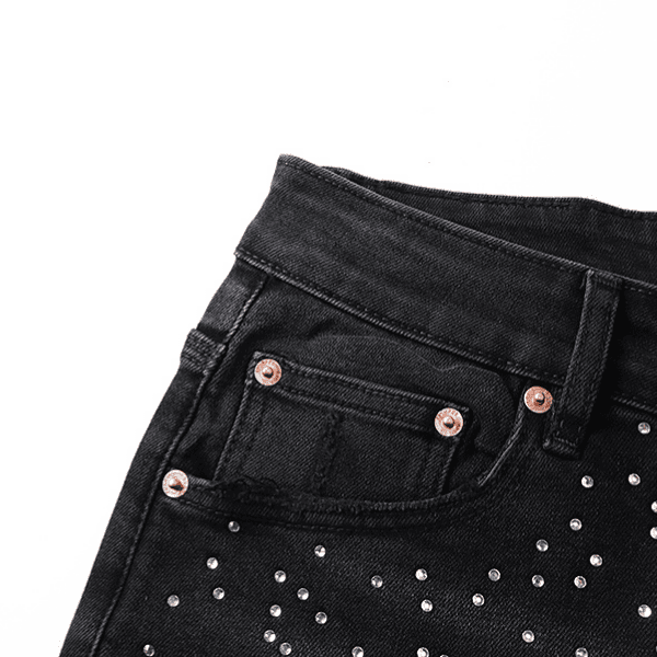 Short Jeans Purple Brand decorados com Cruz e strass - Imagem 4
