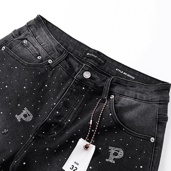 Short Jeans Purple Brand decorados com strass e P (Preta) - Imagem 3