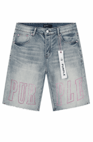 Short Jeans Purple Brando com logo rosa (Cinza)