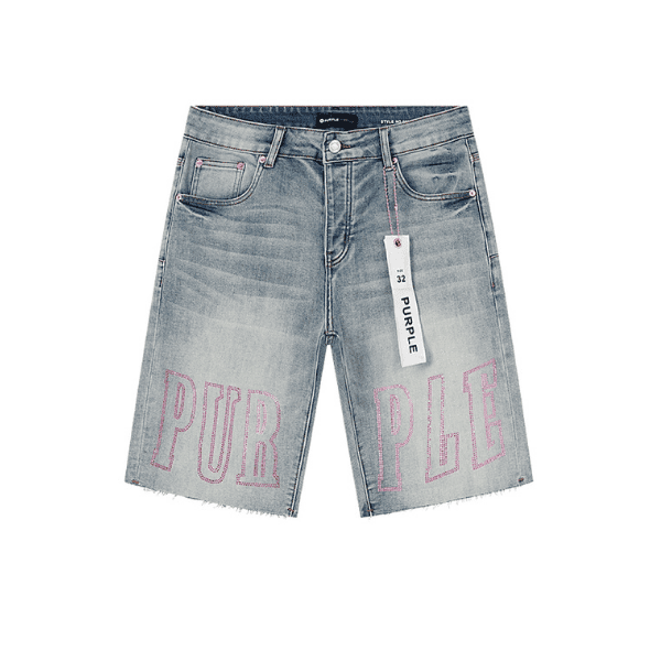 Short Jeans Purple Brando com logo rosa (Cinza)