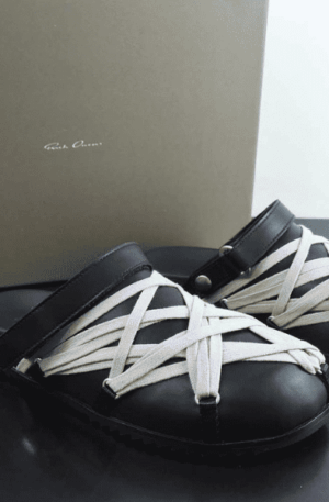 Rick Owens Mule Megalace De Couro (Preto)