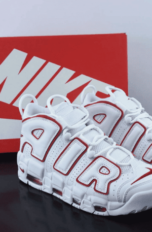 Tênis Nike Air More Uptempo White Varsity Red Outline