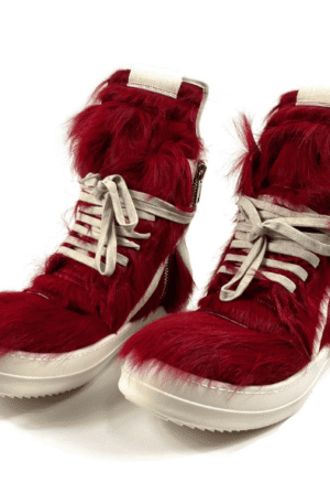 Tênis Rick Owens Geobasket Fur (Vermelho)