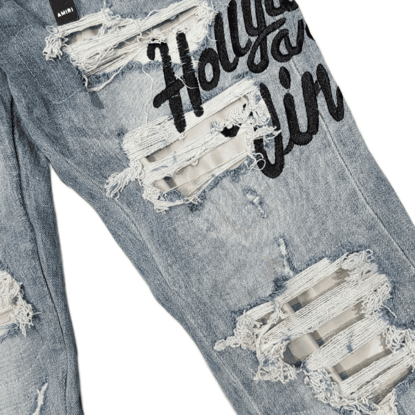 Calça Jeans Amiri Floral Embroidered Repaired - Imagem 4