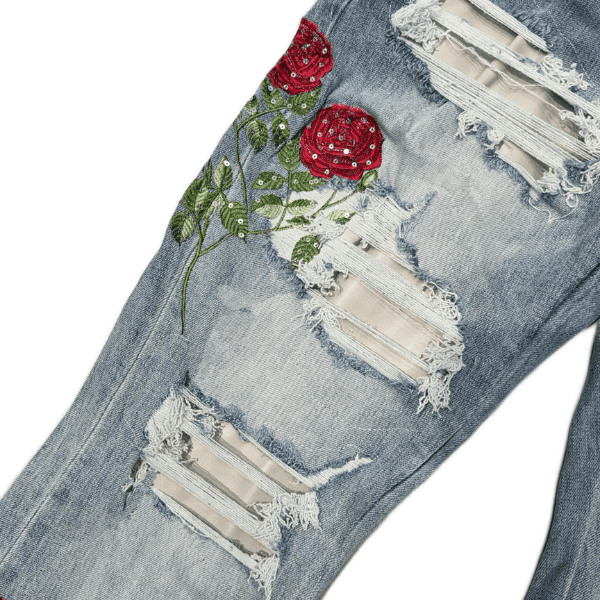 Calça Jeans Amiri Floral Embroidered Repaired - Imagem 6
