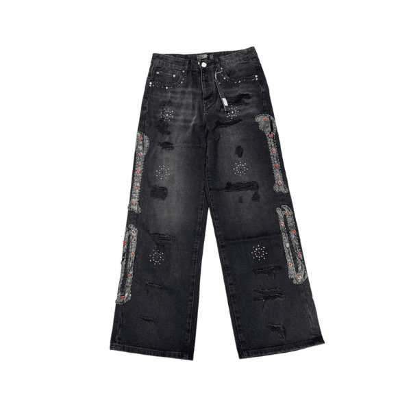 Calça Jeans Amiri Bones Studded Baggy (Preta)