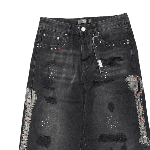 Calça Jeans Amiri Bones Studded Baggy (Preta) - Imagem 3