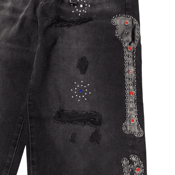 Calça Jeans Amiri Bones Studded Baggy (Preta) - Imagem 4